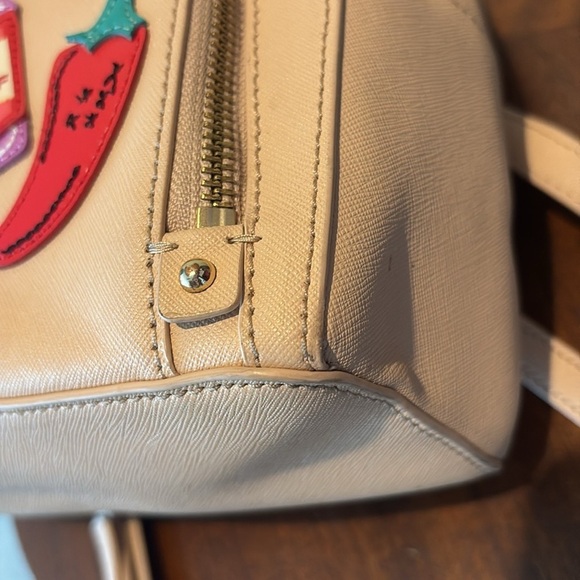 Kate Spade  jalapeño cactus appliqué backpack  Saffiano Leather beige red purple main image 11